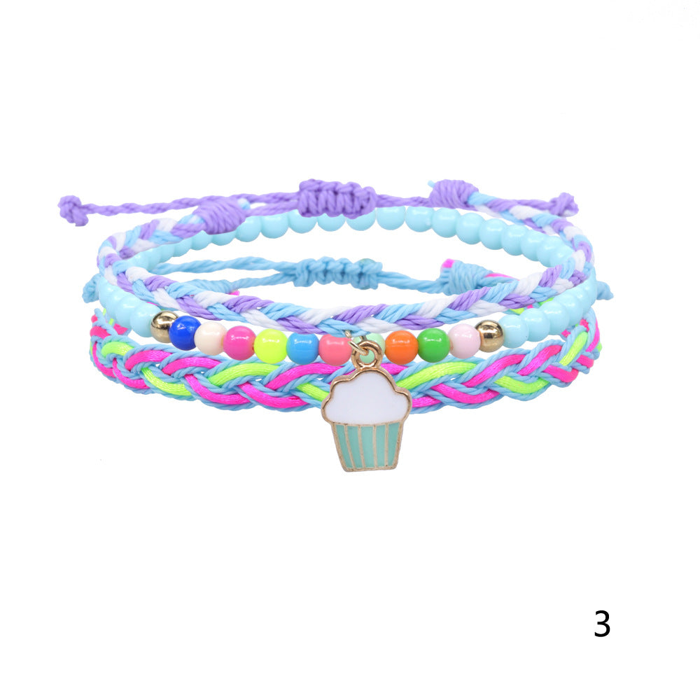Wholesale Woven Bracelet Spot Color Beads Wax Line Woven Friendship Hand Rope Set