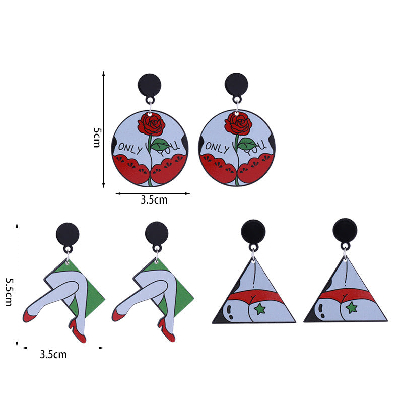 Wholesale Cartoon Love Punk Style Heart Earrings Acrylic Earrings ACC-ES-CT037