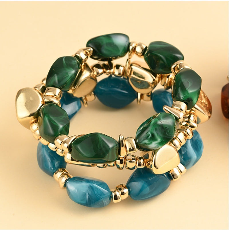 Wholesale Bohemian Style Resin Bracelet Set Elegant Irregular Design Fashion Jewelry Accessory