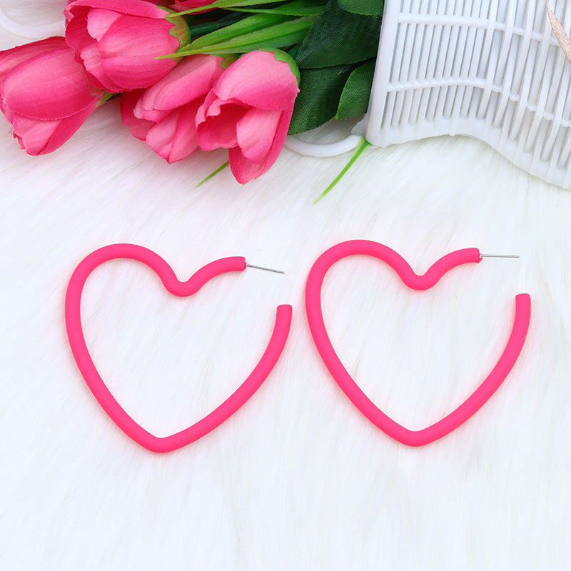 Wholesale Valentine's Day 12 Colors Big Heart Acrylic Earrings