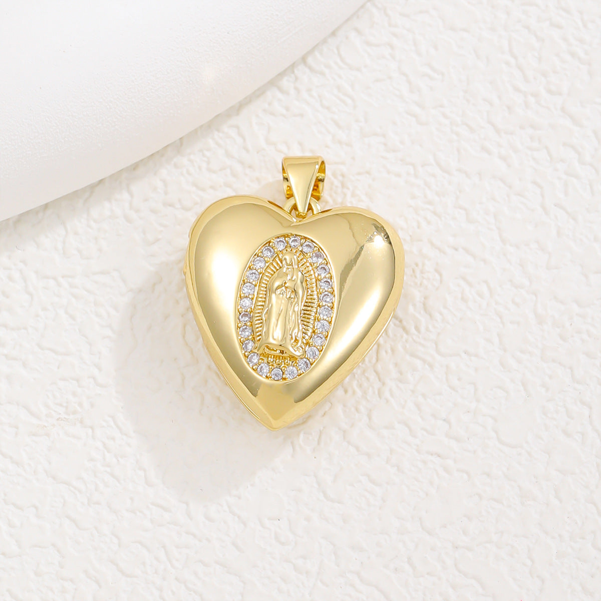 Wholesale copper inlaid zircon gold heart necklace pendant openable necklace