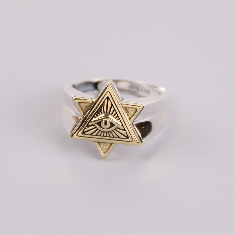 Wholesale Retro Unisex All-Seeing Eye Adjustable Open Ring Metal Electroplated Fashion Accessory
