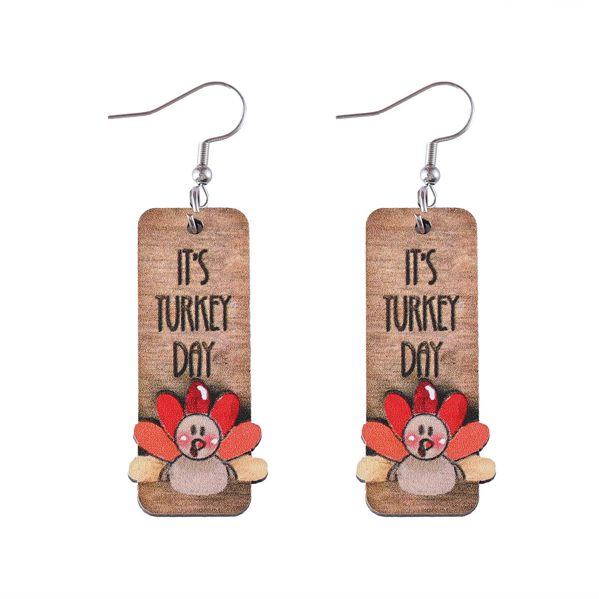 Wholesale Thanksgiving Funny Turkey Pendant Wooden Earrings