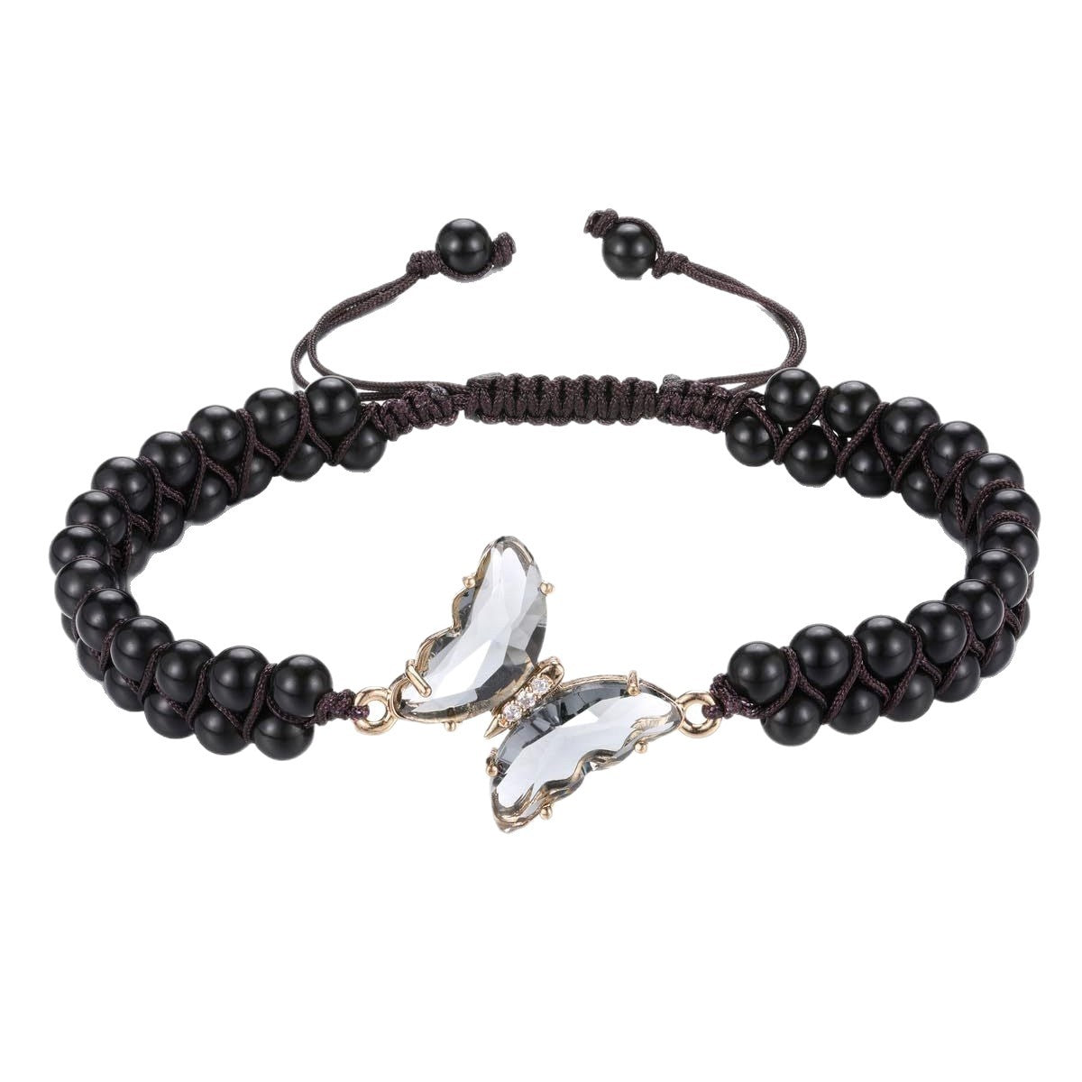 Wholesale Butterfly Double Layer Braided Crystal Bracelet