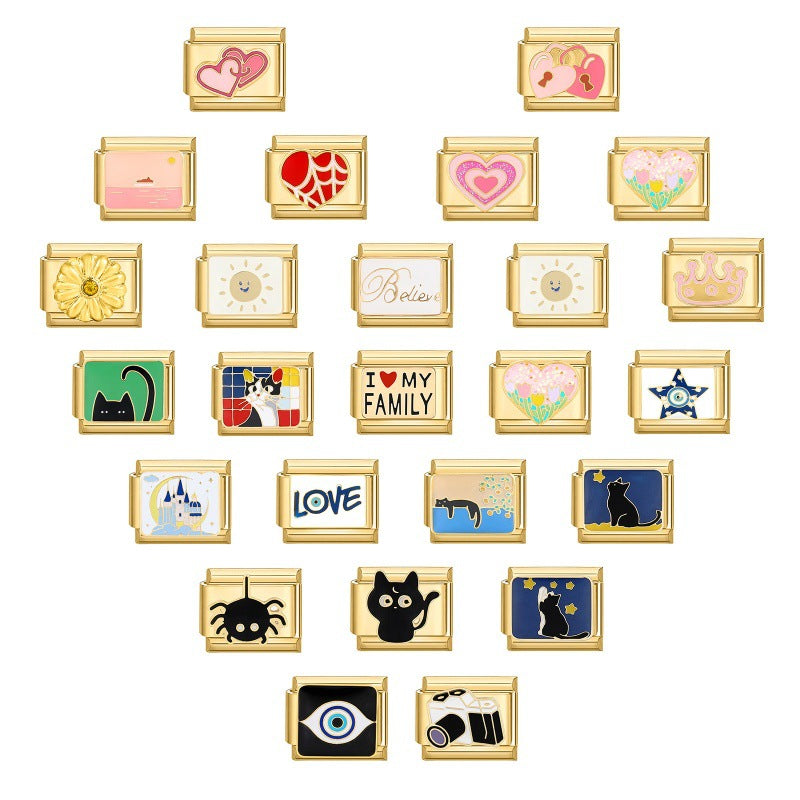 Pulsera de encanto italiano al por mayor de 9 mm empalmado lindo colgante creativo colgante de acero inoxidable brazalete compuesto por acero inoxidable