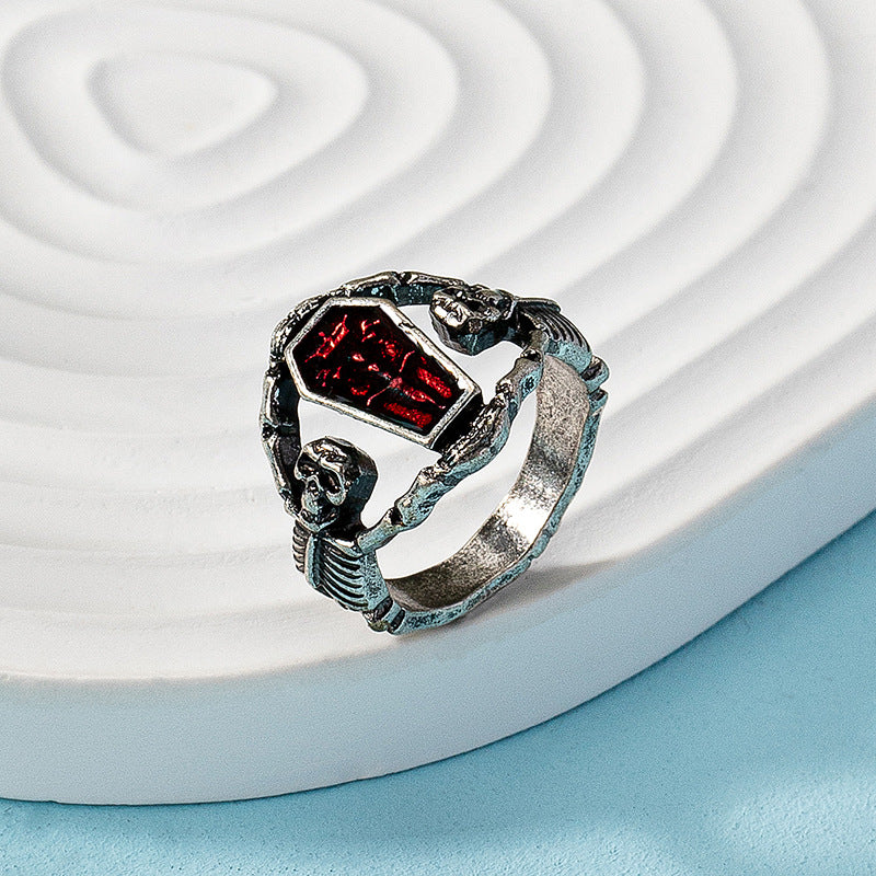 Wholesale  hot sale niche design retro punk style retro vampire skull ring female ins dark style