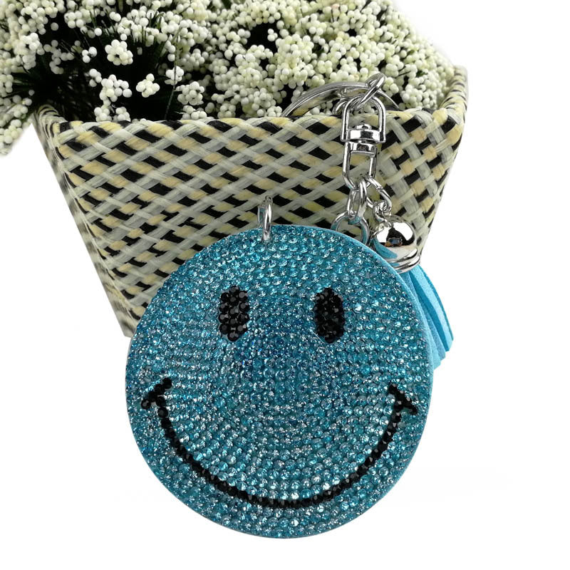 Wholesale Creative  velvet diamond-encrusted smiley face keychain