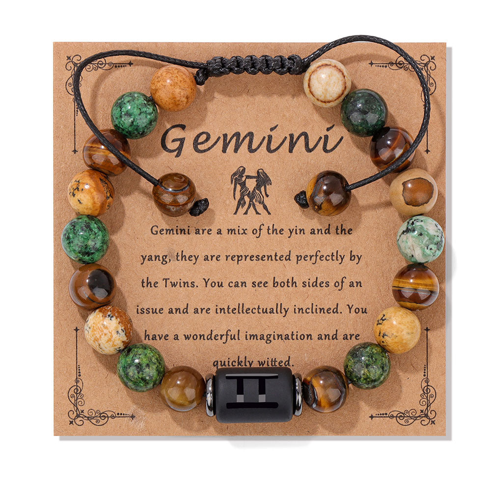 Wholesale Twelve Zodiac Woven Natural Picture Stone Bracelet ACC-BT-YinYi002