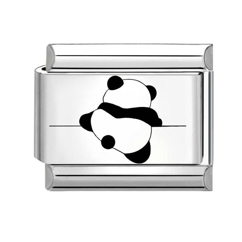 Wholesale  Italian Charm Bracelet 9mm DIY Splicing Removable Cartoon Panda Stainless Steel Composable Bracelet