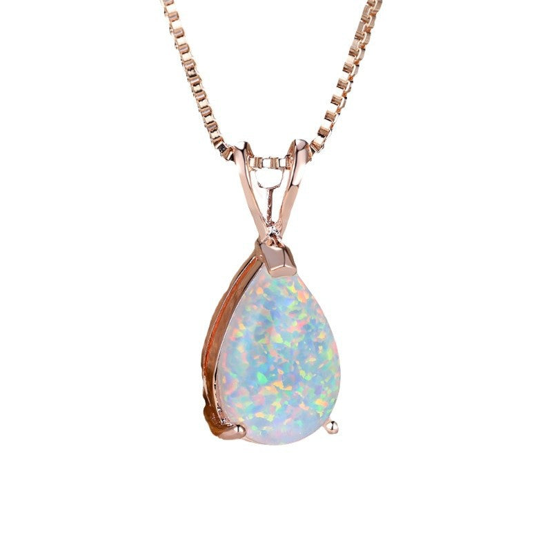 Wholesale  Colorful Water Drops Gem Pendant Necklac