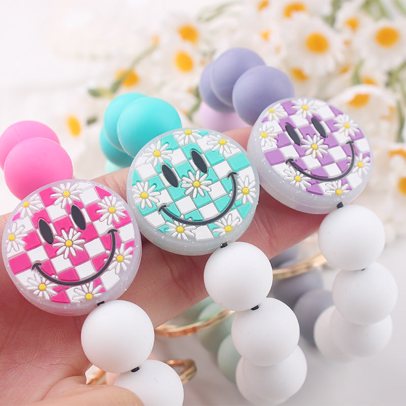 Wholesale Cute Smiley Silicone Bead Keychain