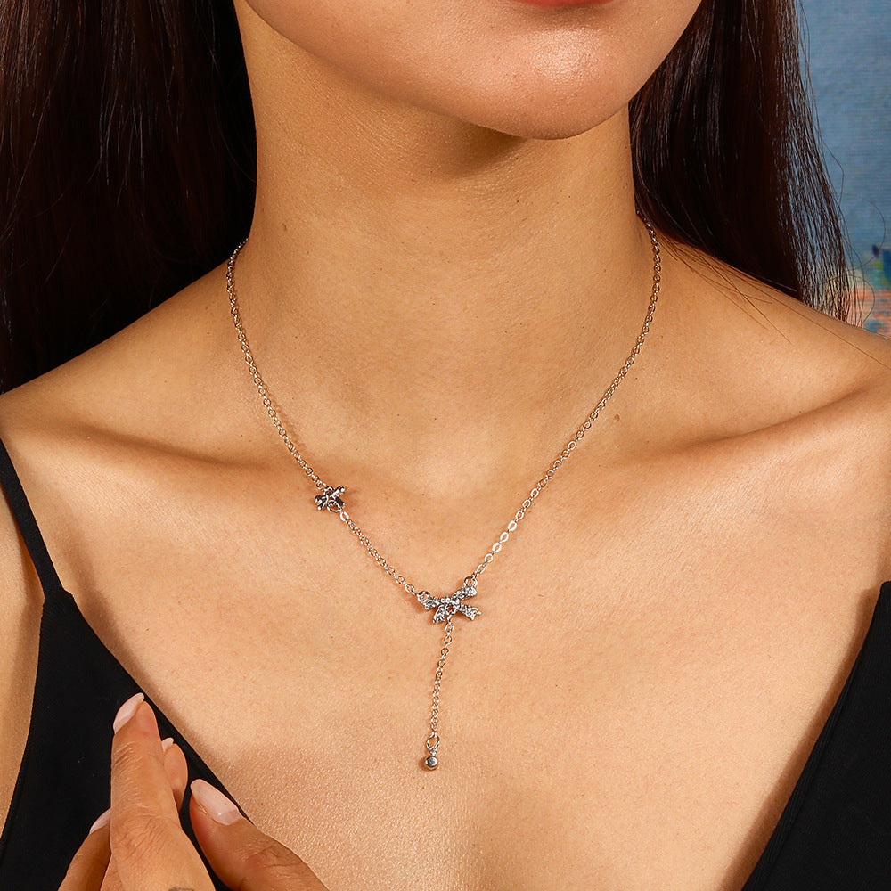 Wholesale  rhinestone bow necklace high-end design clavicle chain