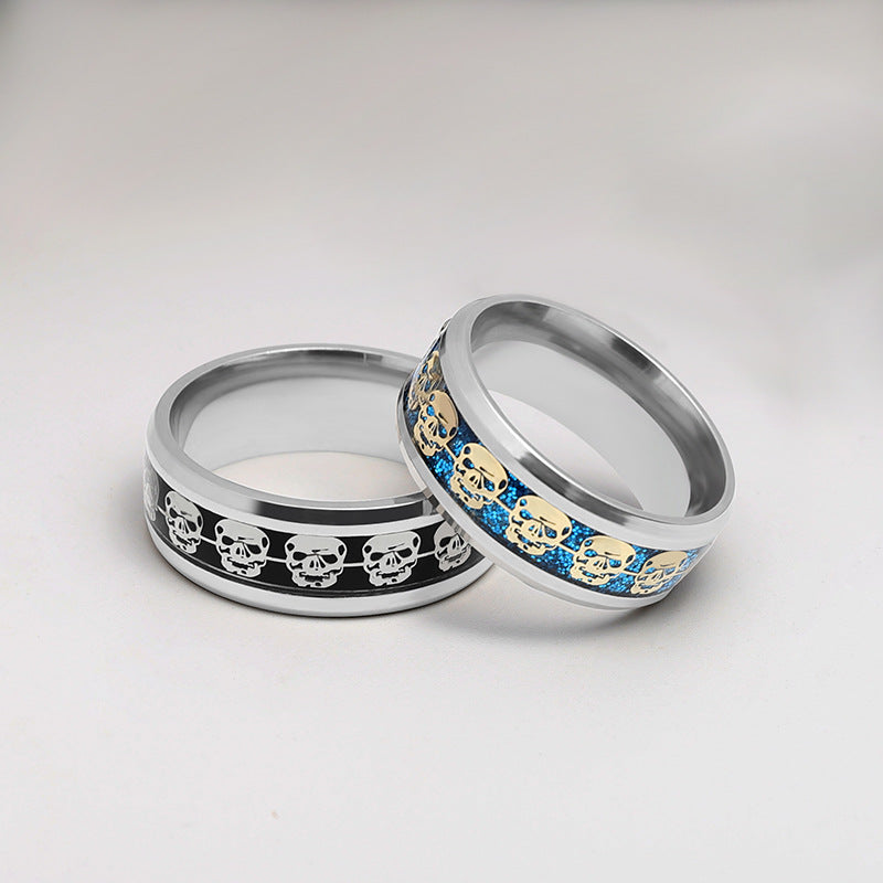 Wholesale Halloween Punk Style Sequin Skull Stainless Steel Rings ACC-RS-Banlan002