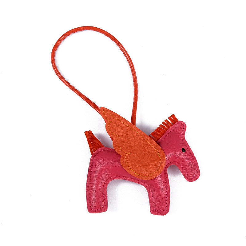 Wholesale Cute Pegasus Pendant PU Leather Camel Keychain