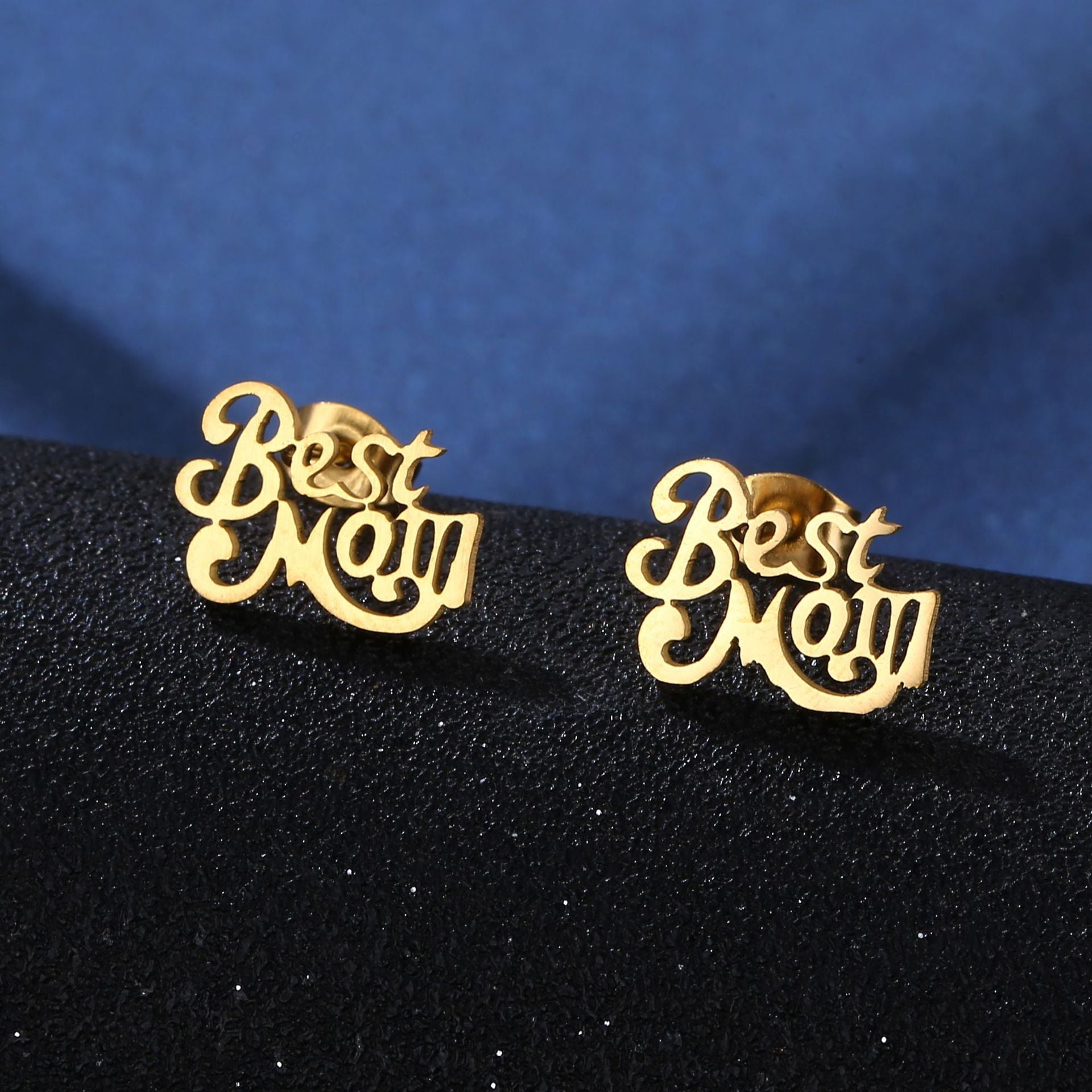 Wholesale Best Mom Mother's Day 18K Gold 304 Stainless Steel Earrings Necklace Set ACC-ES-MinM008