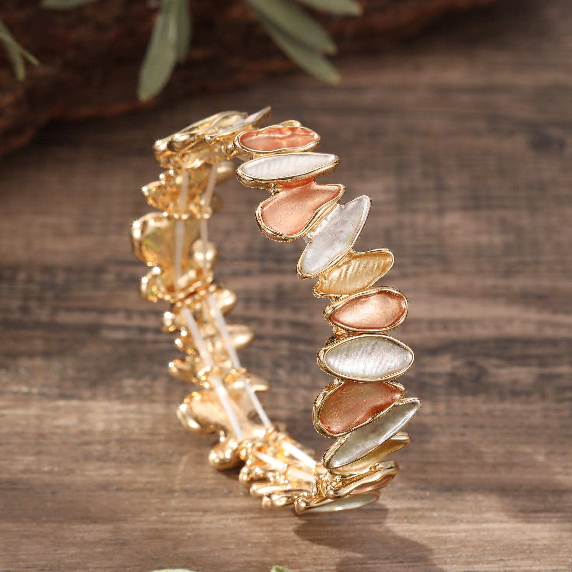 Wholesale  color painting oil geometric petal elastic bracelet