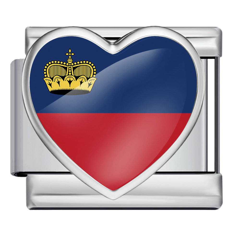 Wholesale Gold Plated Stainless Steel DIY Modular Bracelet With Heart Italy Flag Design Party Jewelry Accessory For Women