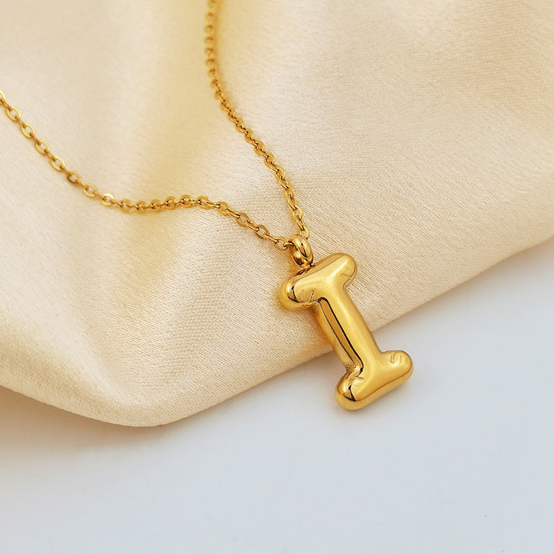 Wholesale 26 Letters 18K Gold Plated Polished Letter Necklaces ACC-NE-GuDi014