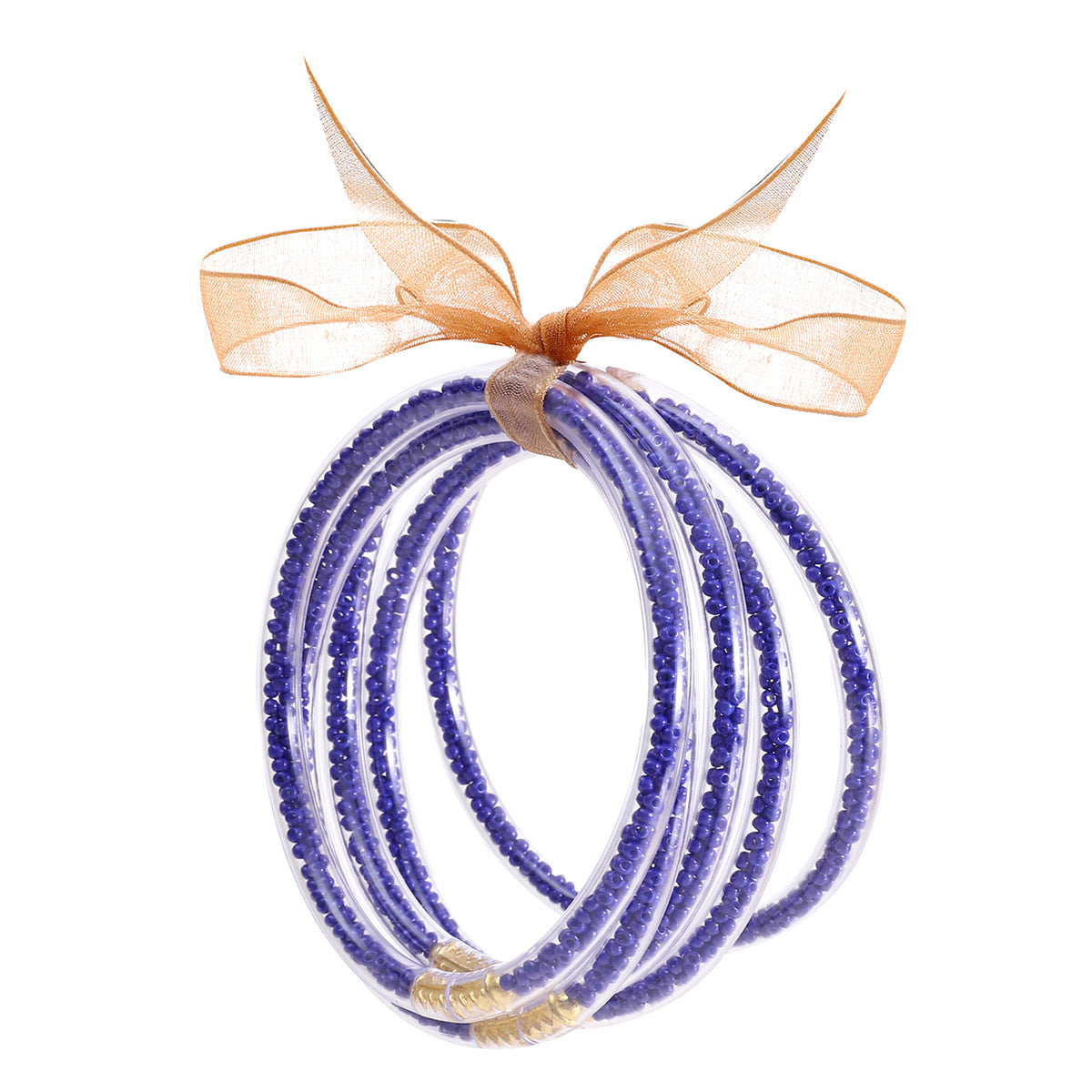 Wholesale Rice Beads Colorful Ribbon Plastic Silicone Tube Bracelet Jelly Bangles Beaded Bracelets ACC-BT-YTian005