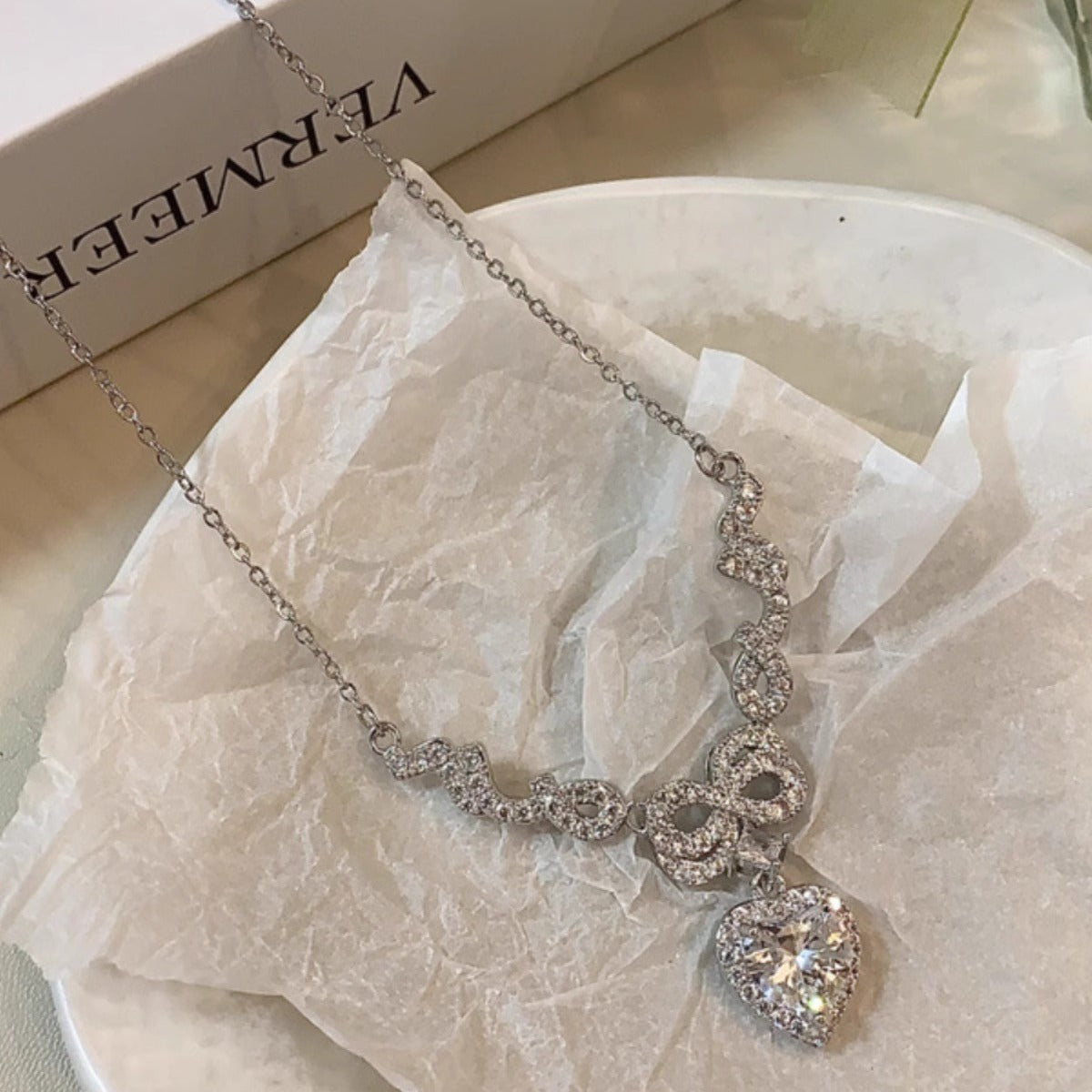 Wholesale Sweet heart zircon necklace