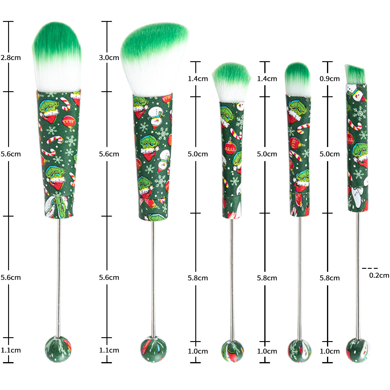 Wholesale Beadable 5 Pcs/set Christmas Halloween Printed DIY Beaded Makeup Brush ACC-MB-HuaH004