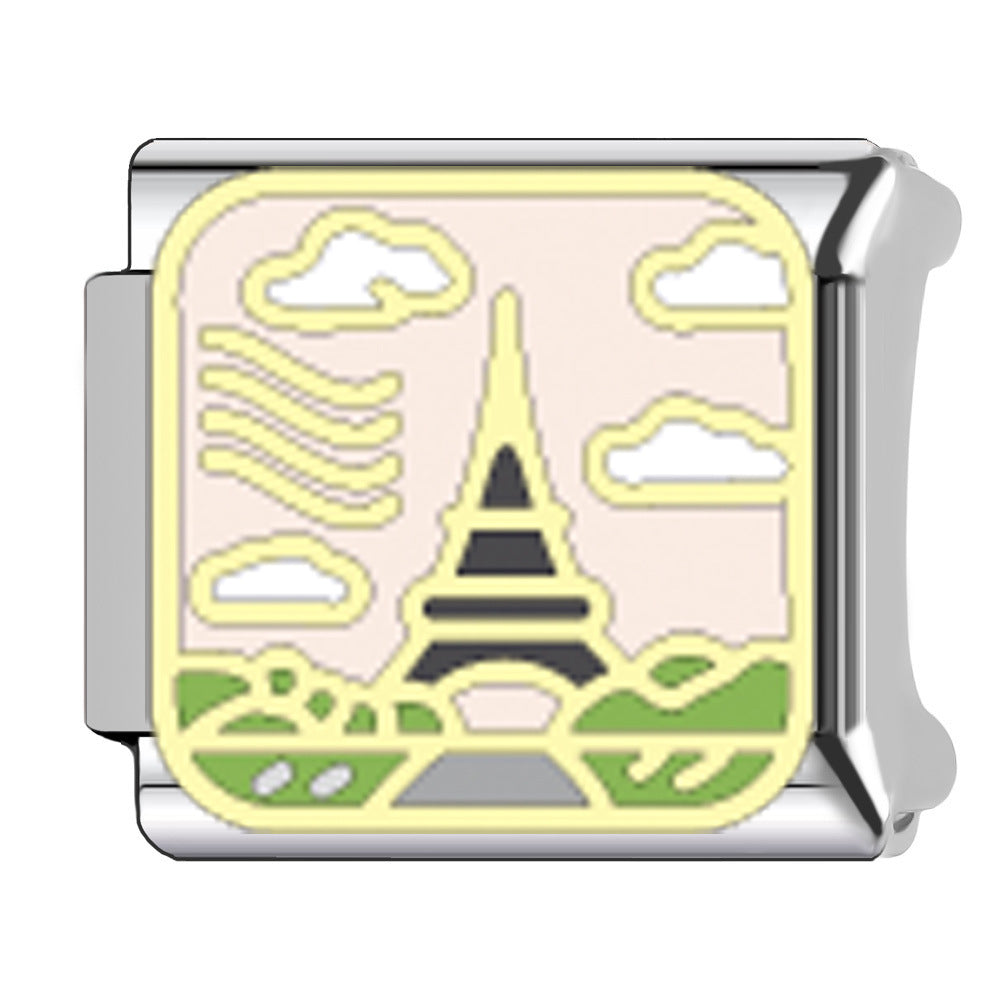 Wholesale   Italian Charm Bracelet 9mm DIY Egyptian pyramid landmark Creative Stainless Steel Composable Bracelet