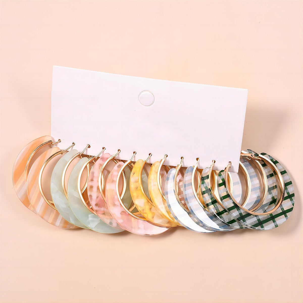 Wholesale Modern Acetate C-Shaped Round Earrings Geometric Design Gift Jewelry Accessory
