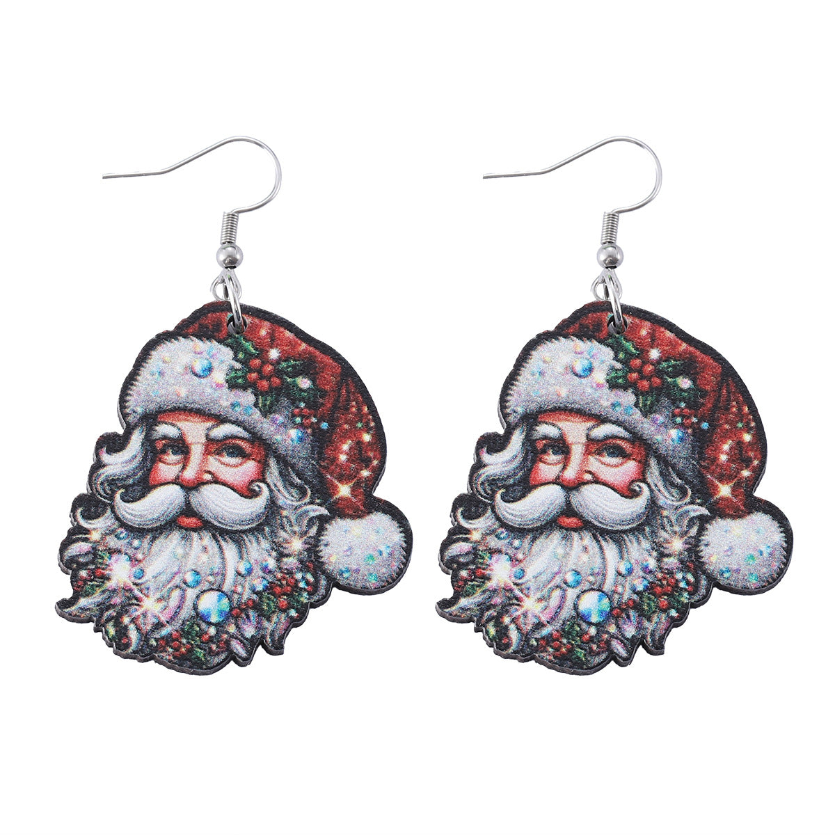 Wholesale Christmas cute funny  pendant earrings wooden double-sided earrings