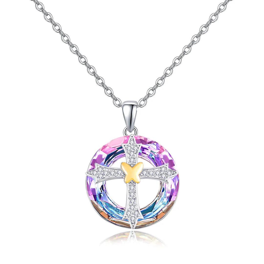 Wholesale Friendship Blessing Cross Bow Crystal Alloy Necklace ACC-NE-FuSu001