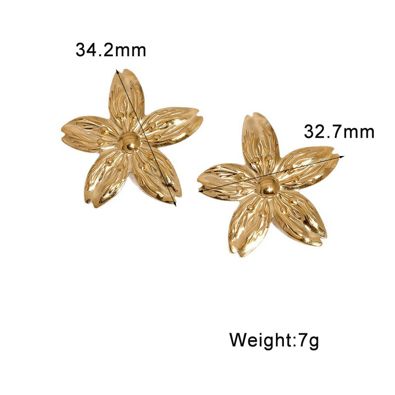 Wholesale Stainless Steel Gold Plated Flower Stud Earrings For Women Sweet Minimalist Chic Party Jewelry Accessory