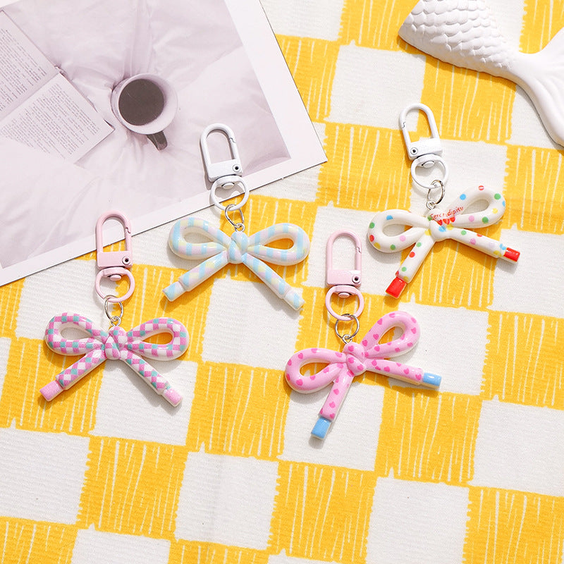 Wholesale Trendy Dopamine Bow Sweet Acrylic Keychain Bag Accessory Decorative Gift for Boutique Resale