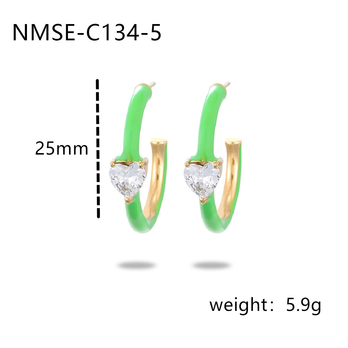 Wholesale C- shaped drop oil lovely zircon stainless steel earrings