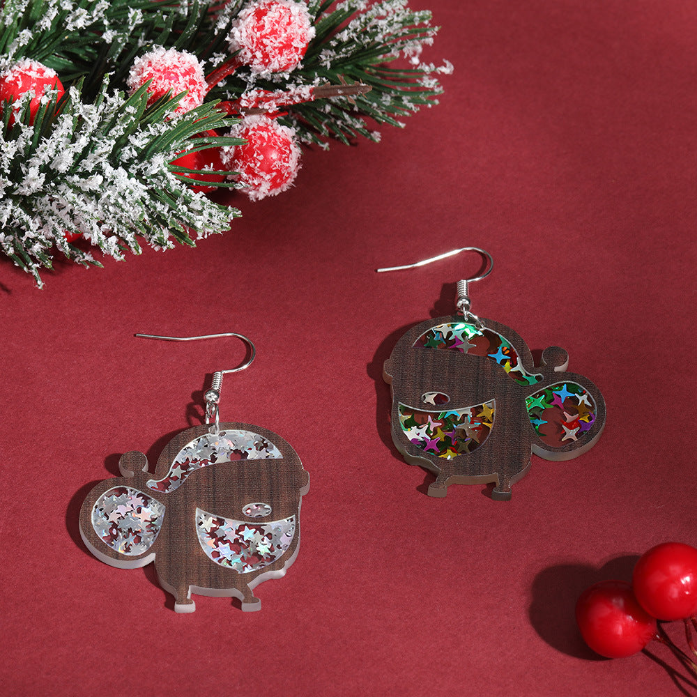 Wholesale acrylic earrings  personality Christmas Santa Claus earrings