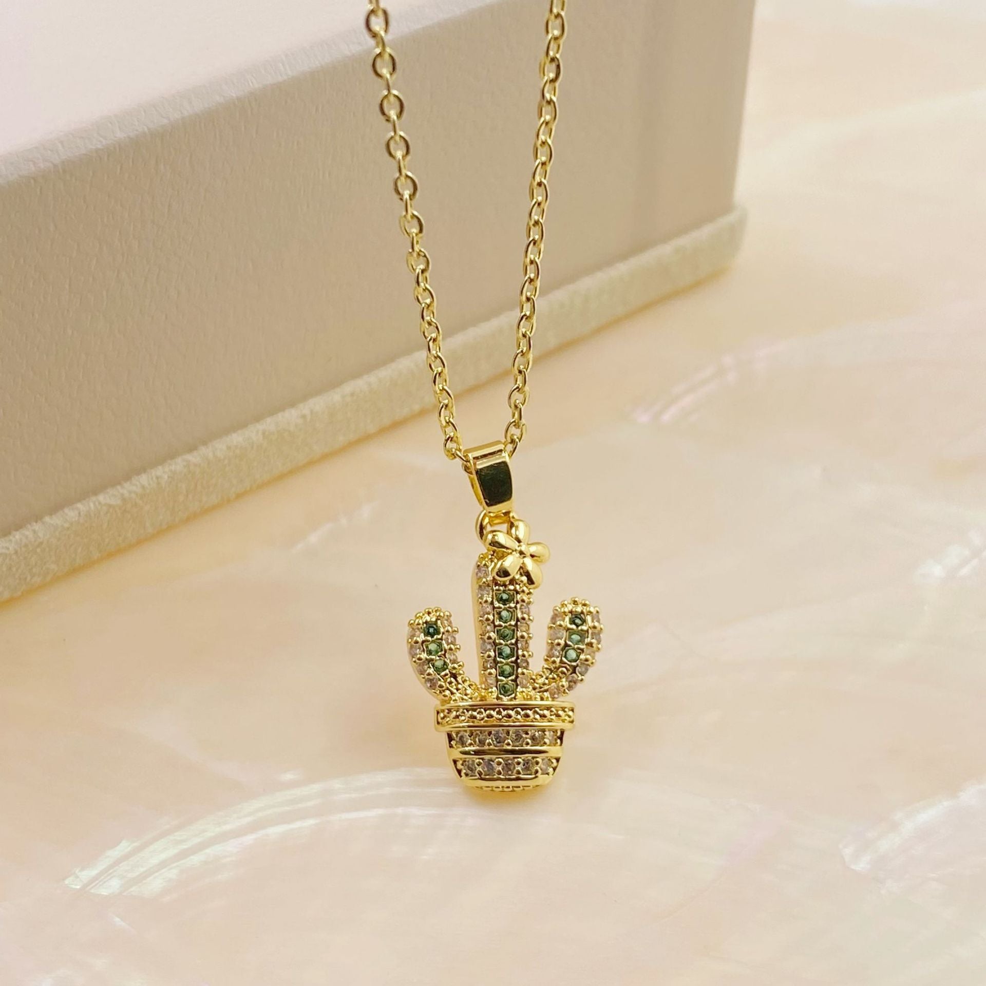 Wholesale Diamond Cactus Pendant Necklace