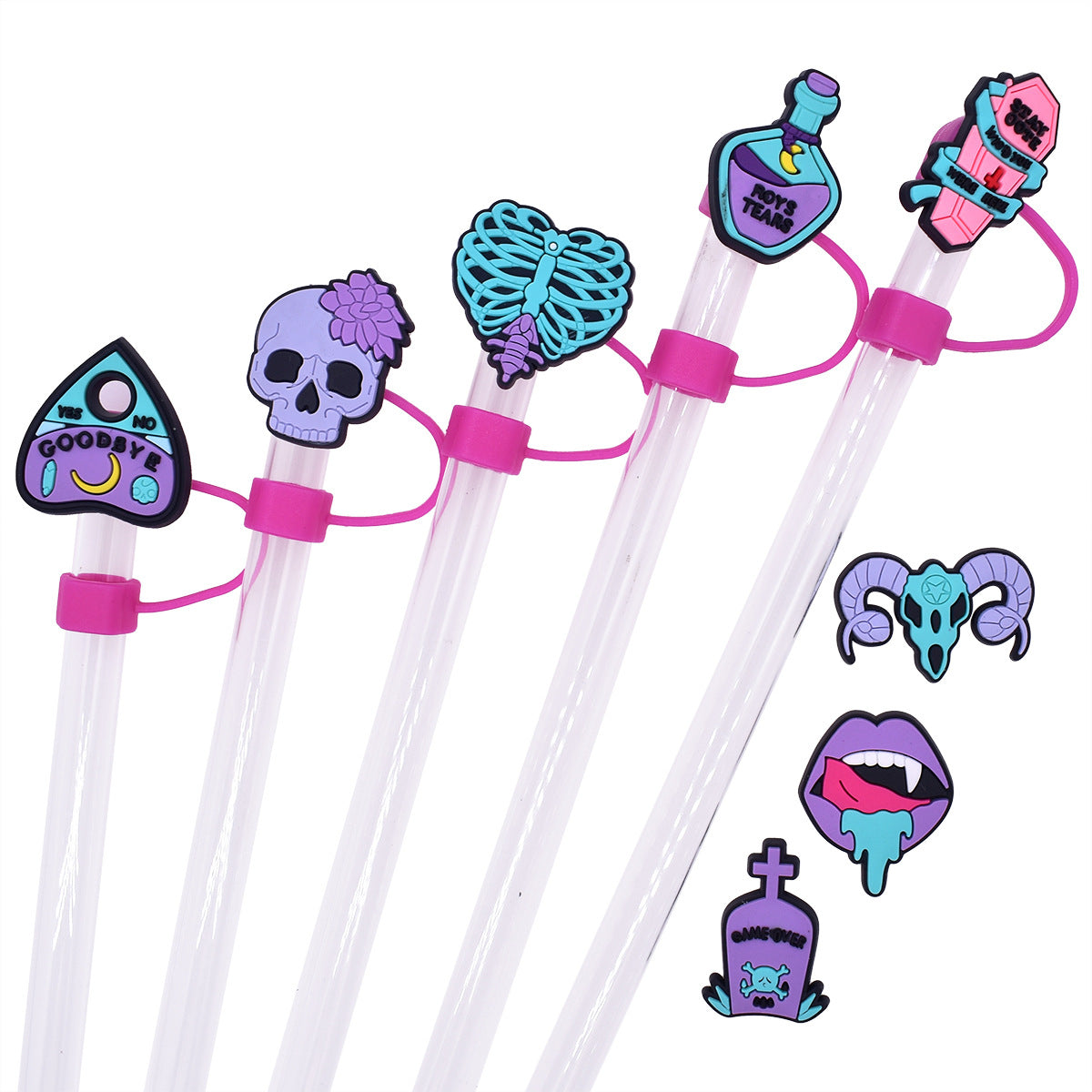 Wholesale Random 100pcs Straw Tube Cap Cartoon Halloween Series Straw Cover ACC-SCR-RYY053