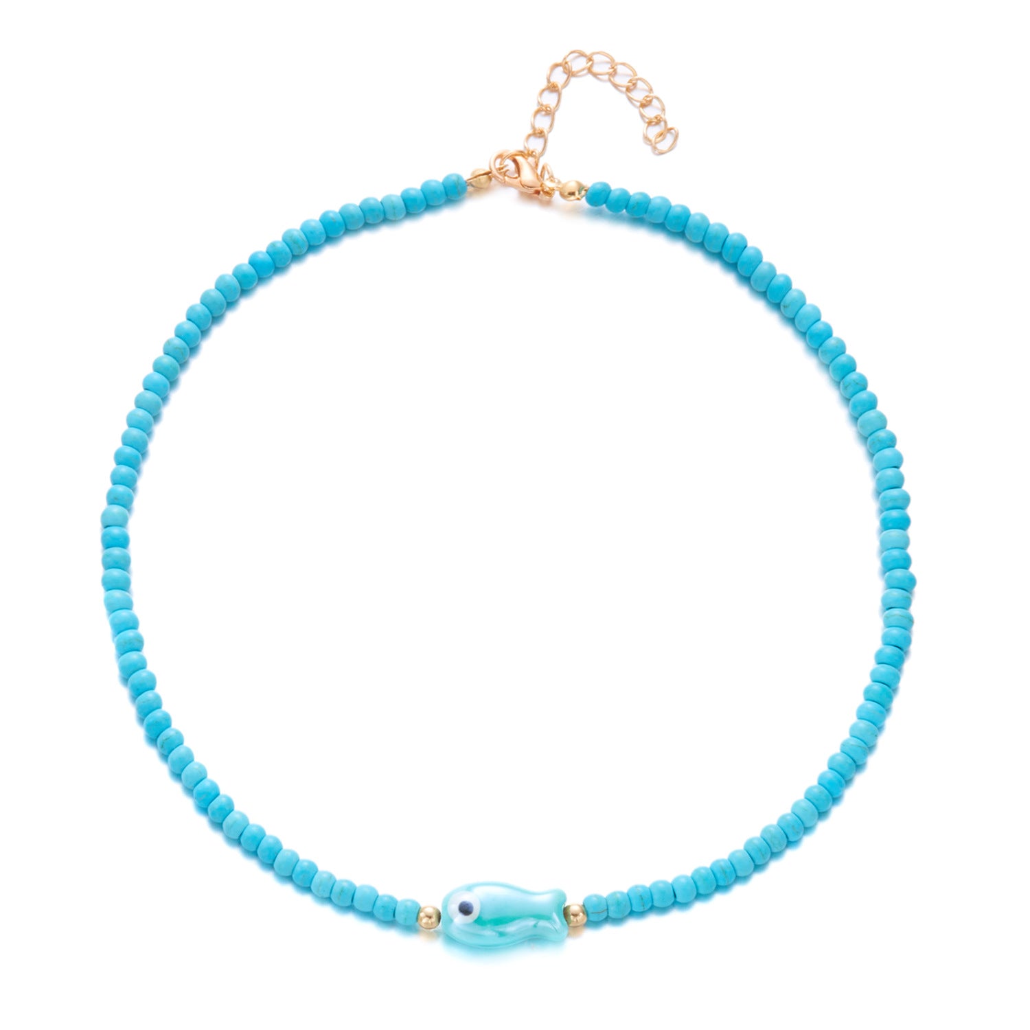 Wholesale Bohemian Ceramic Fish Beaded Necklace Orange Handmade Jewelry Accessory for Women
