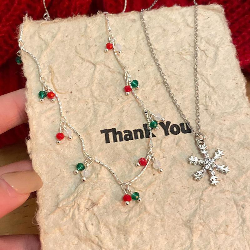 Wholesale Christmas snowflake zircon necklace