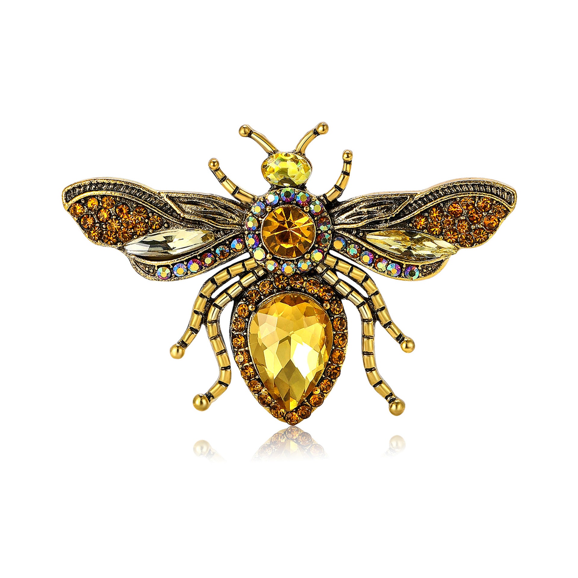 Wholesale Alloy Rhinestone Bee Brooch Pin Chic Unisex Suit Lapel Everyday Accessory