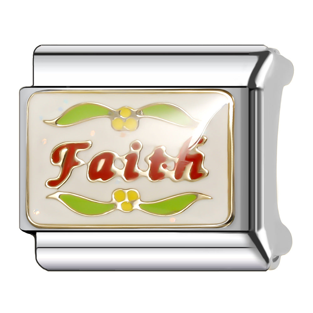 Wholesale Italian Charm Bracelet 9mm DIY English Series Creative Stainless Steel Composable Bracelet