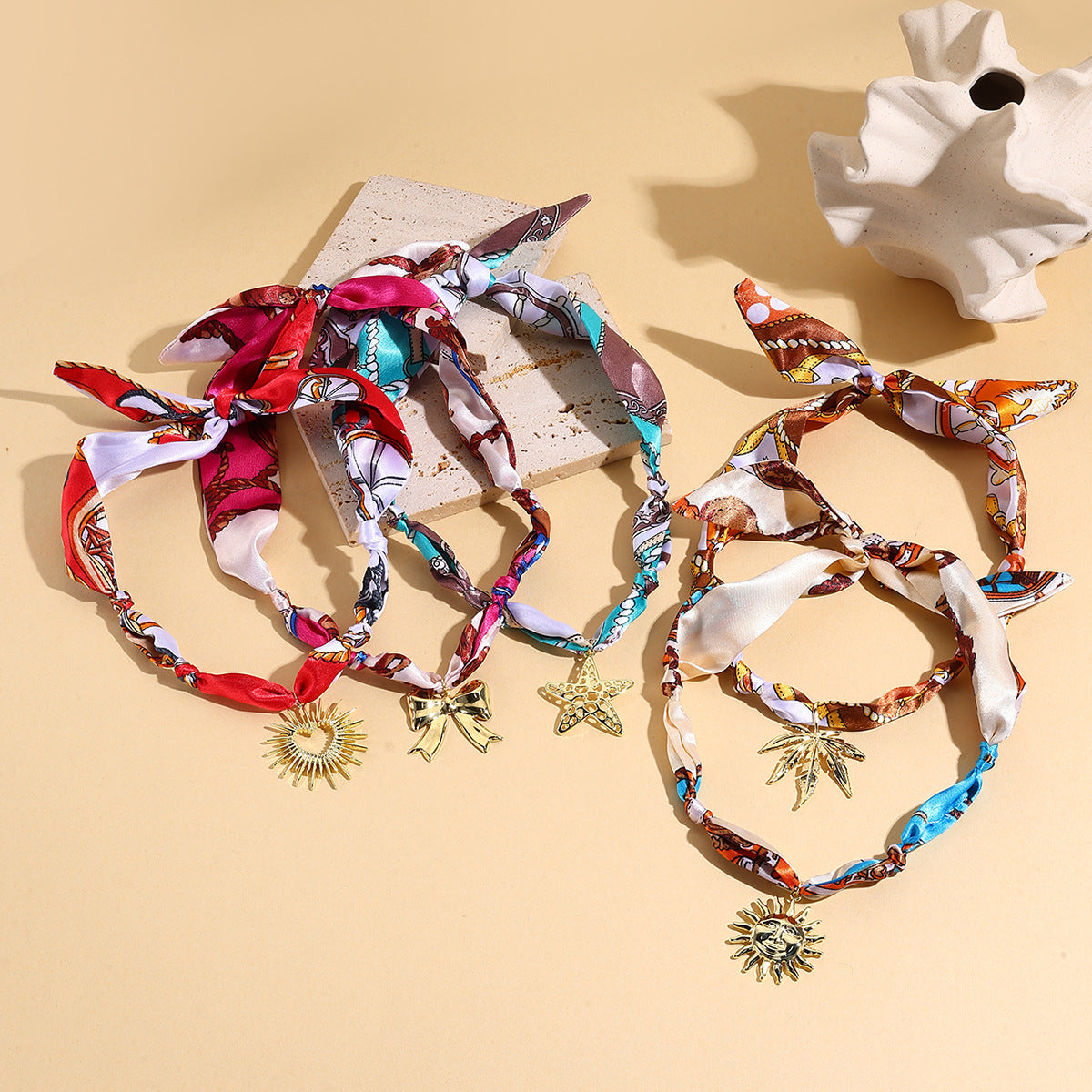 Wholesale New Maillard Colorful Printed Silk f Necklace Hand-Knotted Etsy Bohemian Fashion Accessories