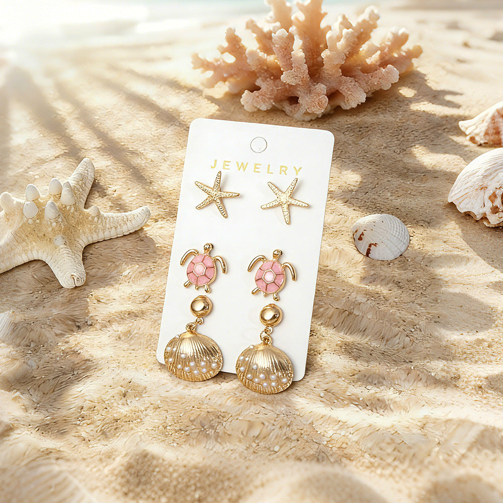 Wholesale Ocean Style Sea Turtle  Starfish Earring Set
