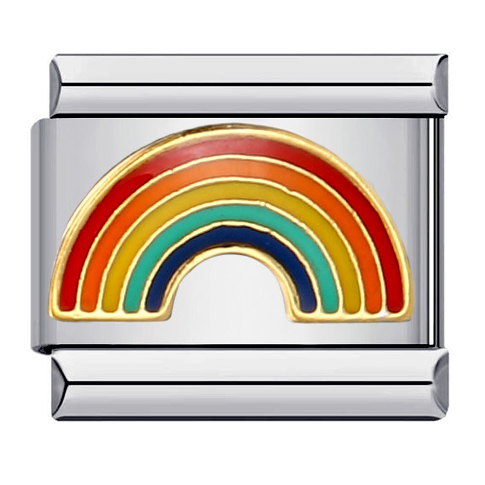 Wholesale Italian Charm Bracelet Rainbow Element Stainless Steel Composable Bracelet