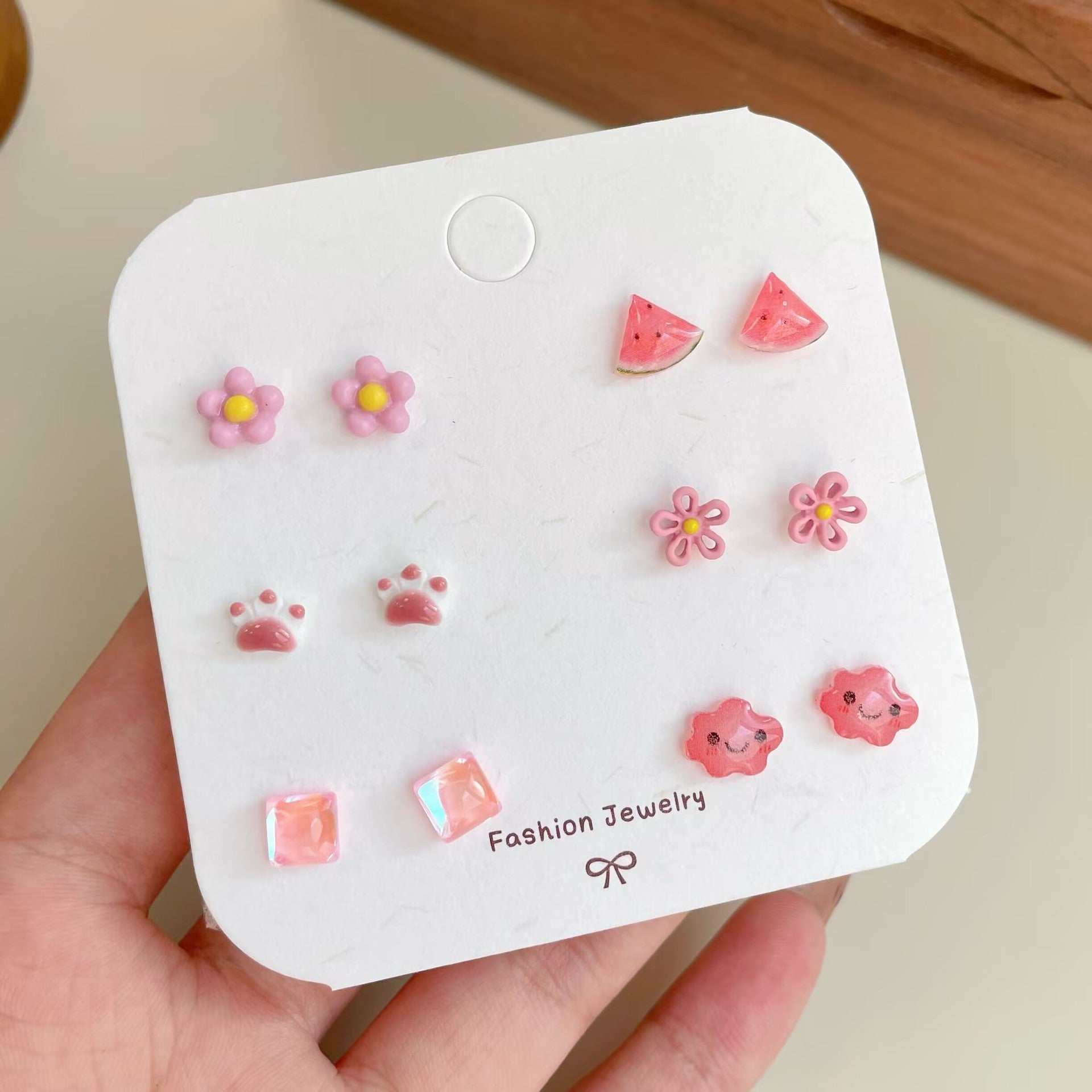 Wholesale Sweet and fresh silver needle small floral and fruit earrings