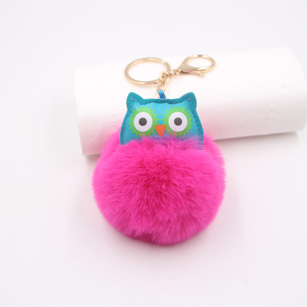 Wholesale Cute Fur Ball Owl Plush Pendant Keychains  ACC-KC-Zuge003
