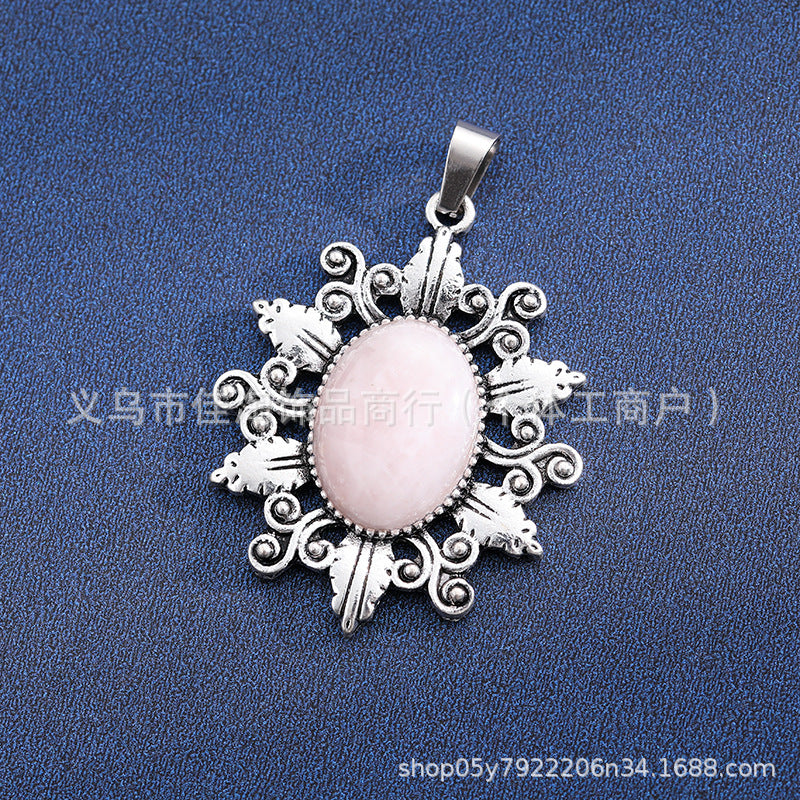 Wholesale  natural stone amethyst pink crystal pendant