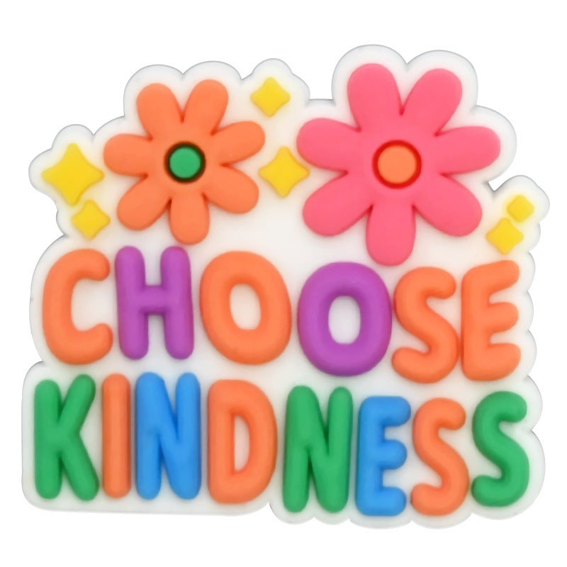 Decorazione casuale all'ingrosso della fibbia della scarpa di gomma morbida del PVC degli zoccoli della serie di frasi inglesi da 100 pezzi