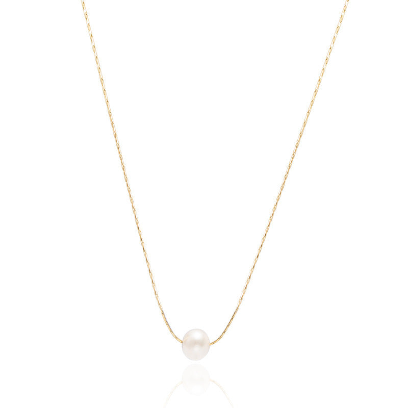 Wholesale  freshwater pearl necklace titanium steel non-fading female personality clavicle chain
