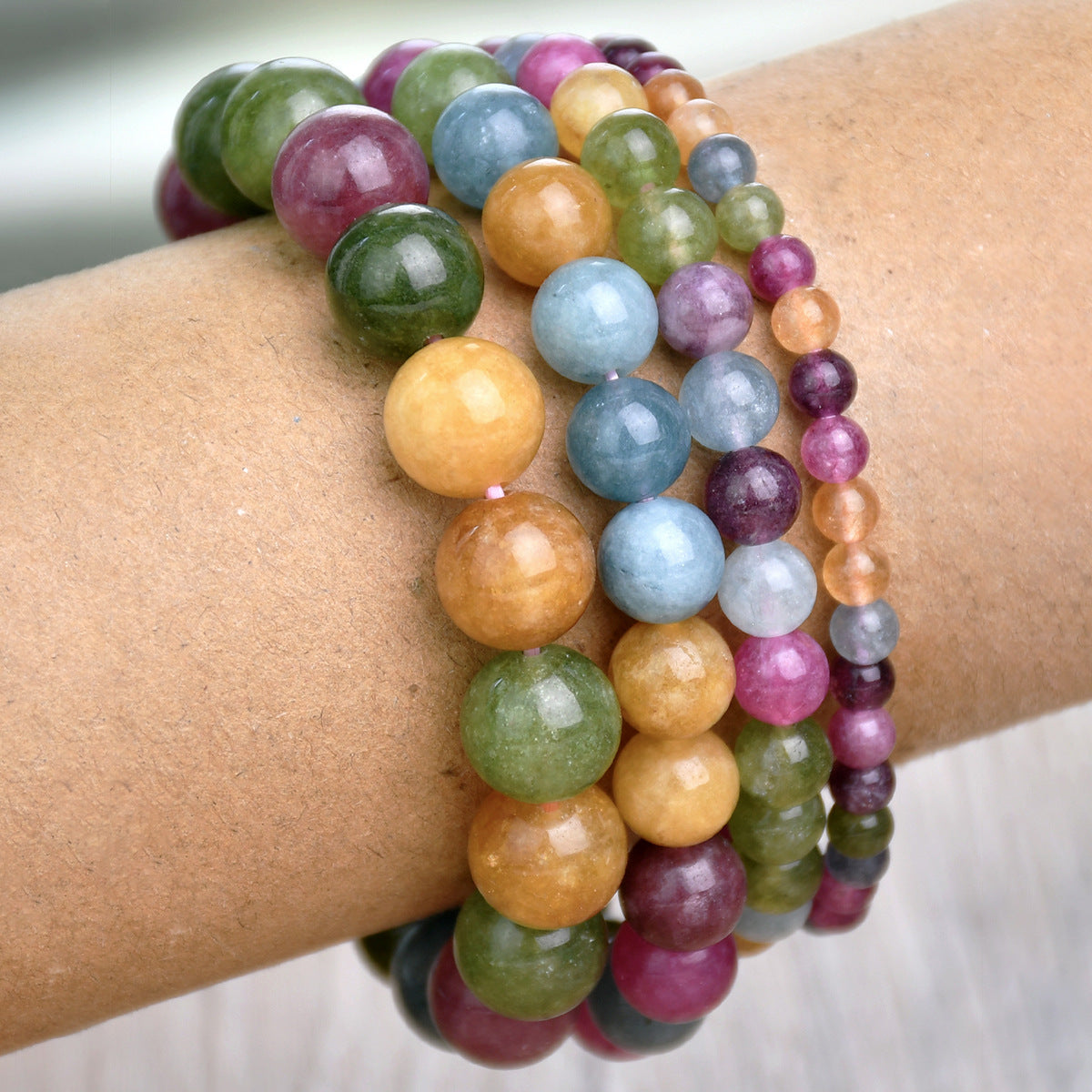 Wholesale New Chinese Style Natural Tourmaline Beaded Bracelet for Women,  Fashion Jewelry Accessory Gift