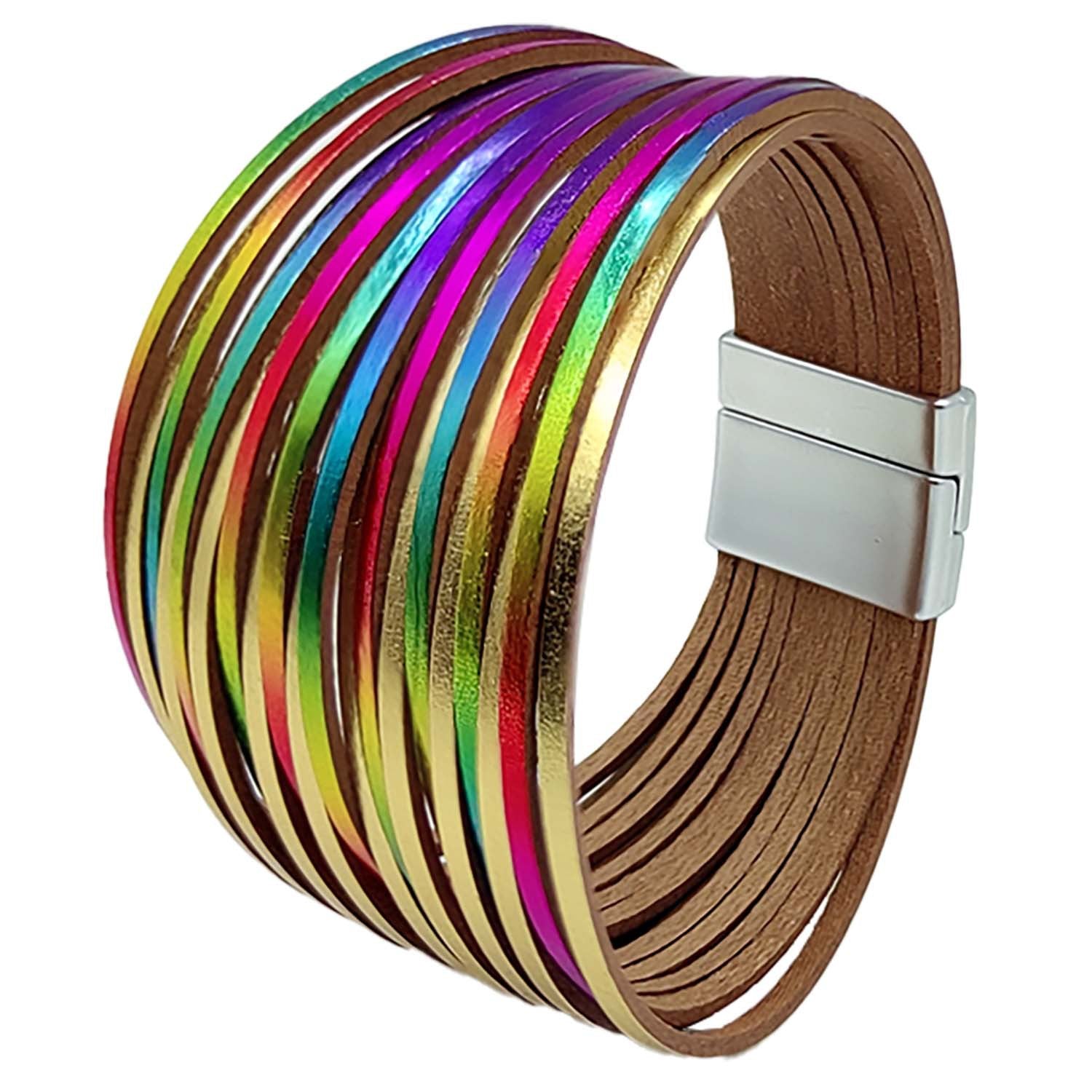 Wholesale Gradient Leather Cord Mixed Color Leather Bracelet ACC-BT-Shangy005