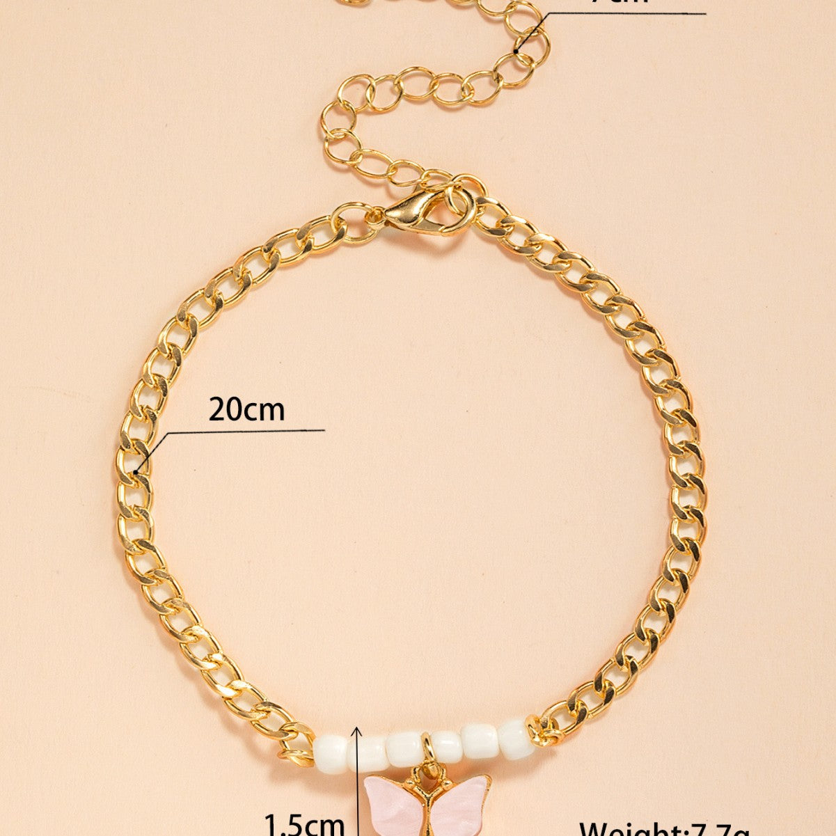 Wholesale  butterfly pendant white beaded  anklet